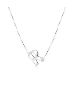 Silver Initial Letter Necklace R SPE-5558